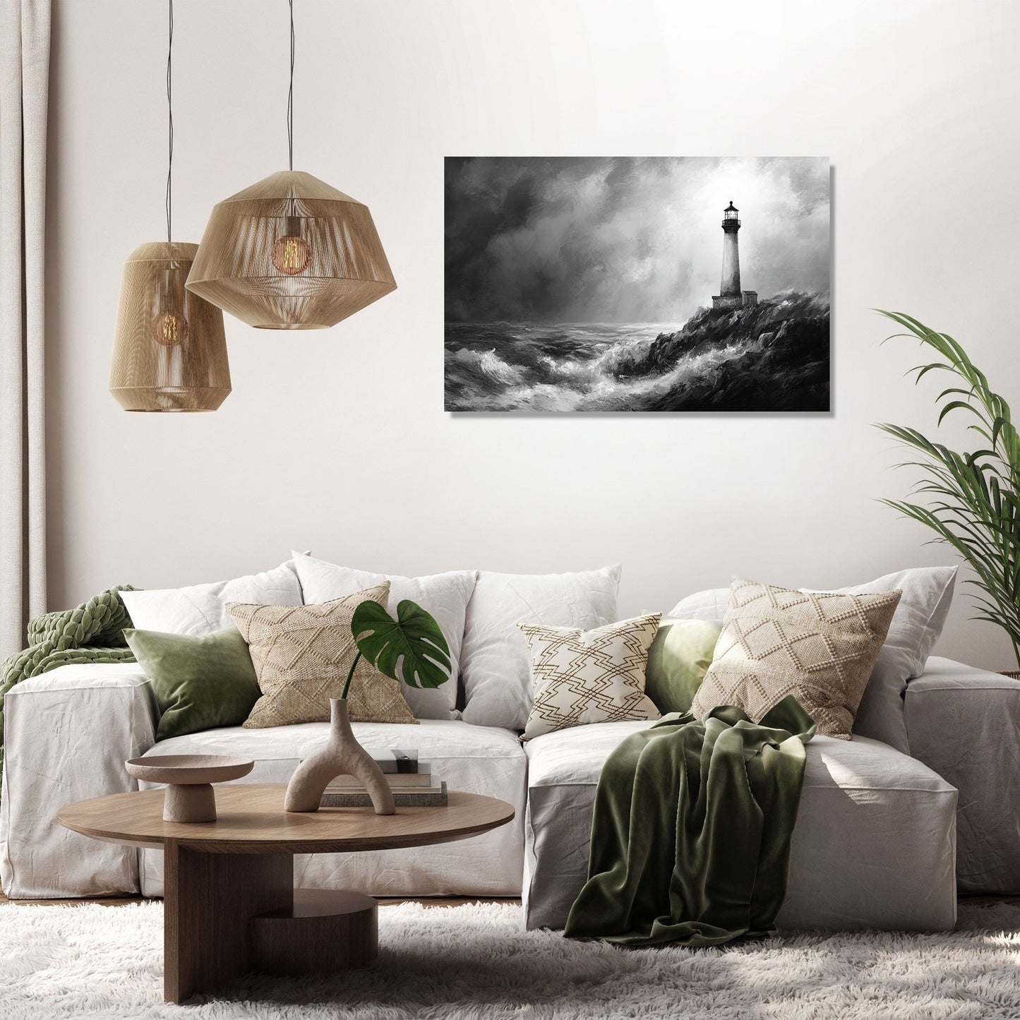 Monochrome Beacon Coast Canvas
