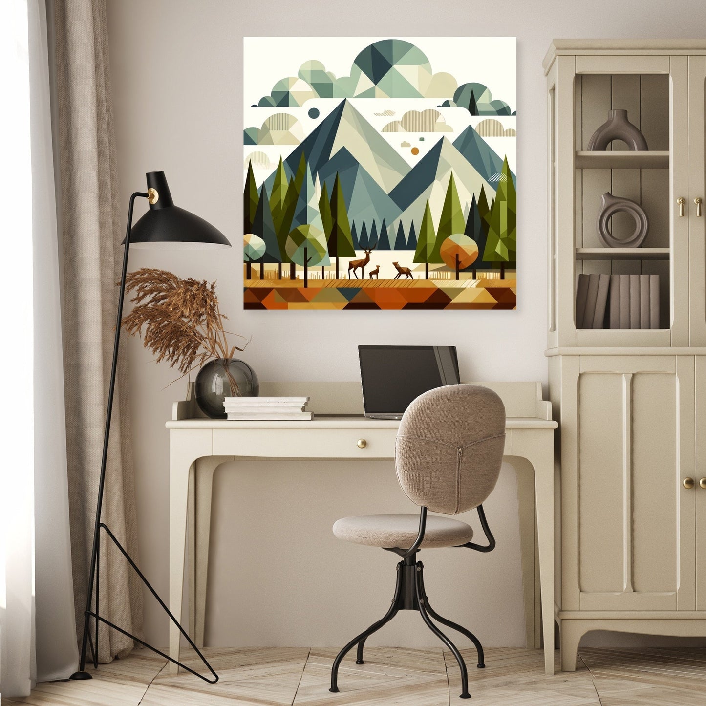 Geometric Forest Harmony Canvas