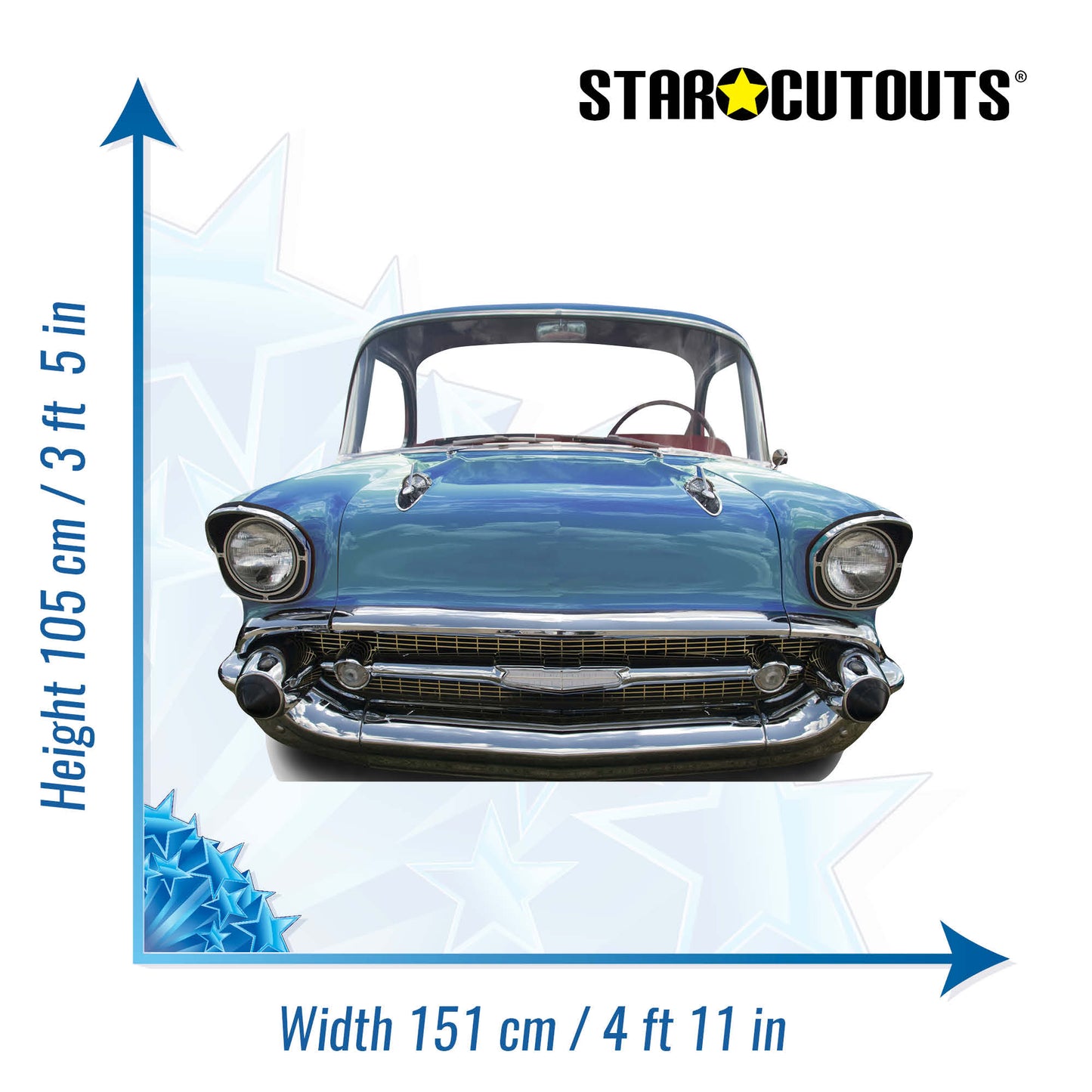 SC088 Blue Car Driving Stand In  Cardboard Cut Out Height 105cm