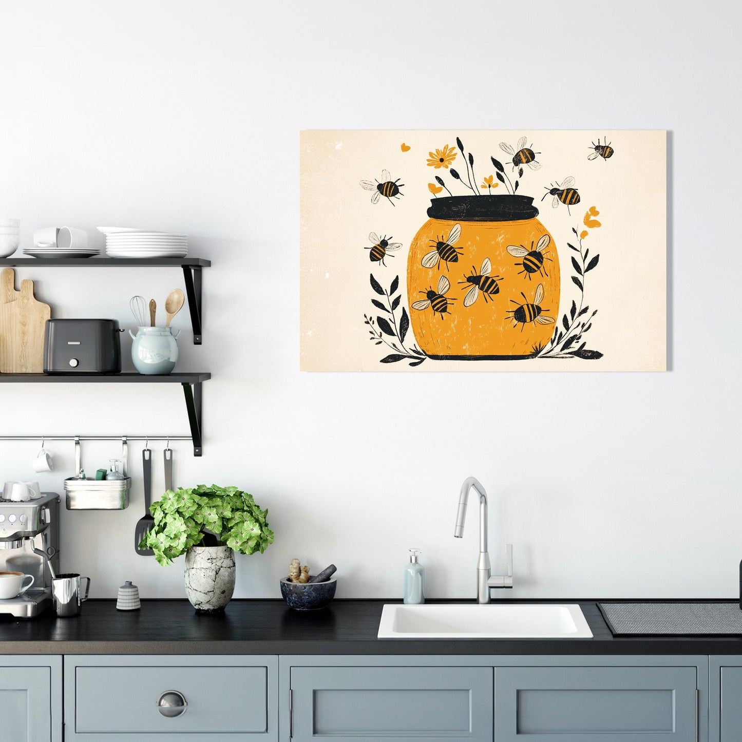 Embroidered Honey Jar Canvas