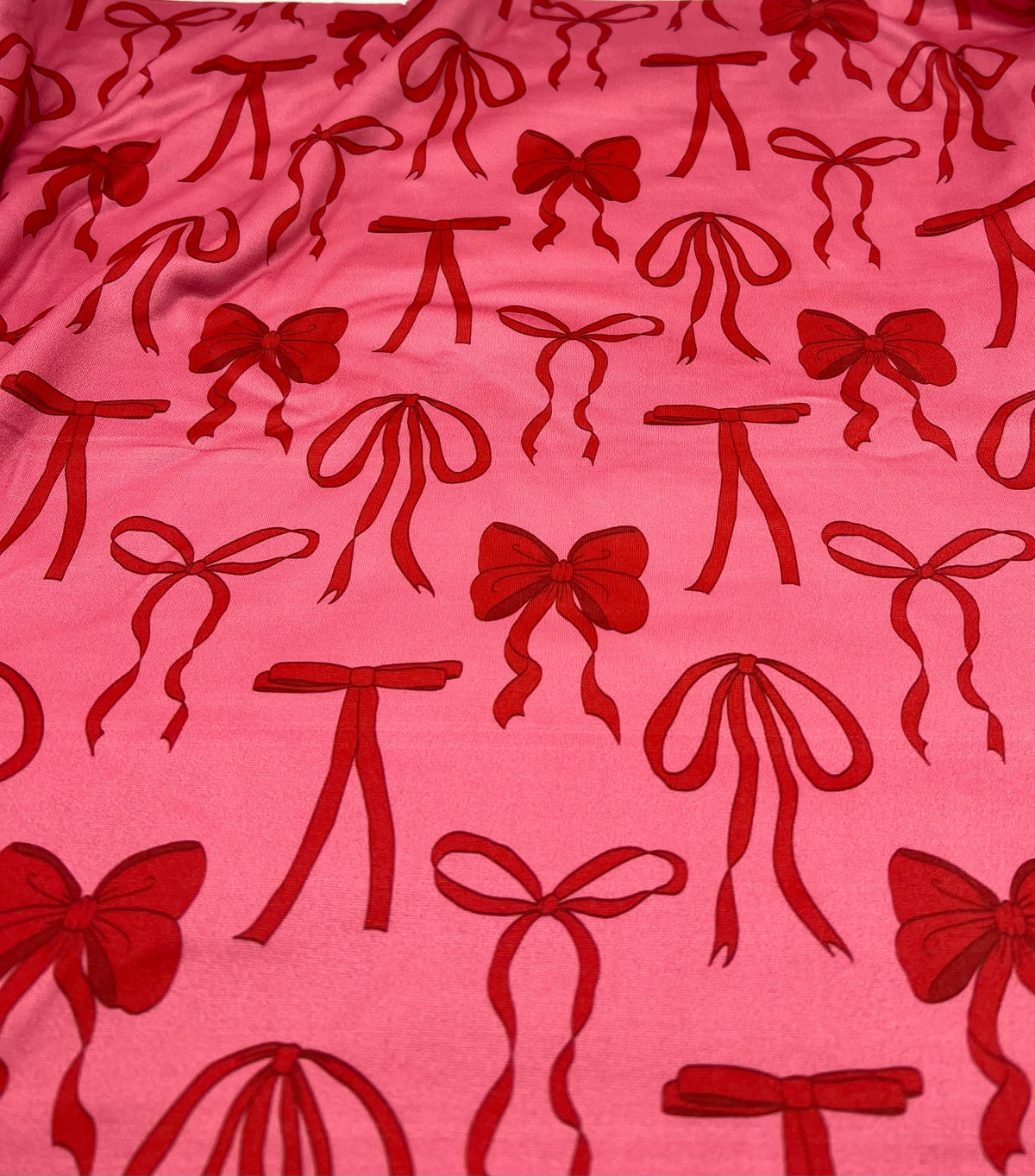 Hot Pink Bow Super Soft Print Spun Poly Stretch Fabric