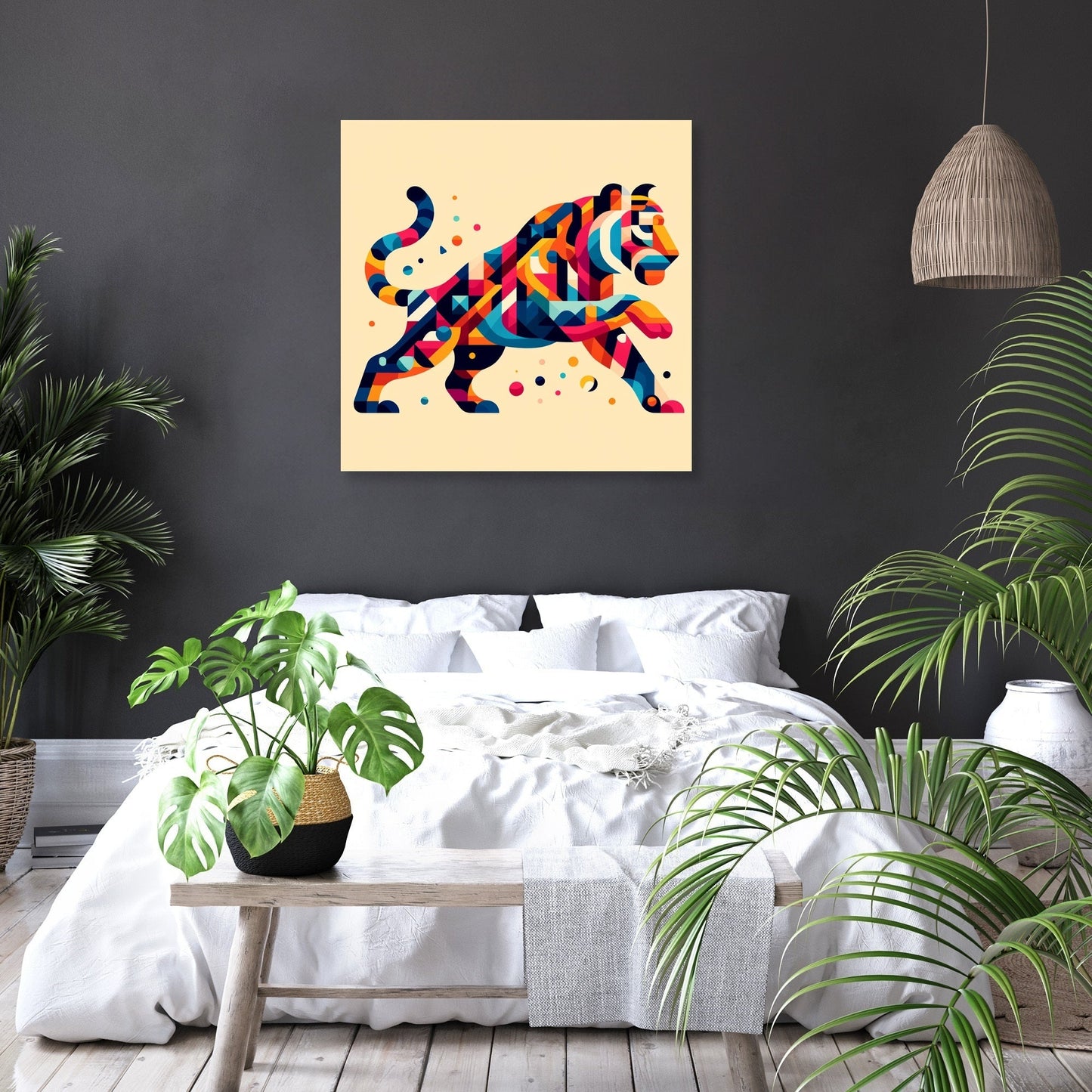 Vibrant Geometric Tiger Canvas