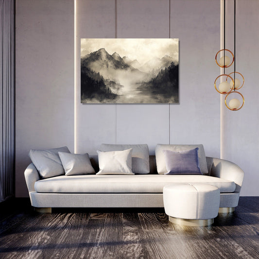Misty Mountain Peaks Canvas