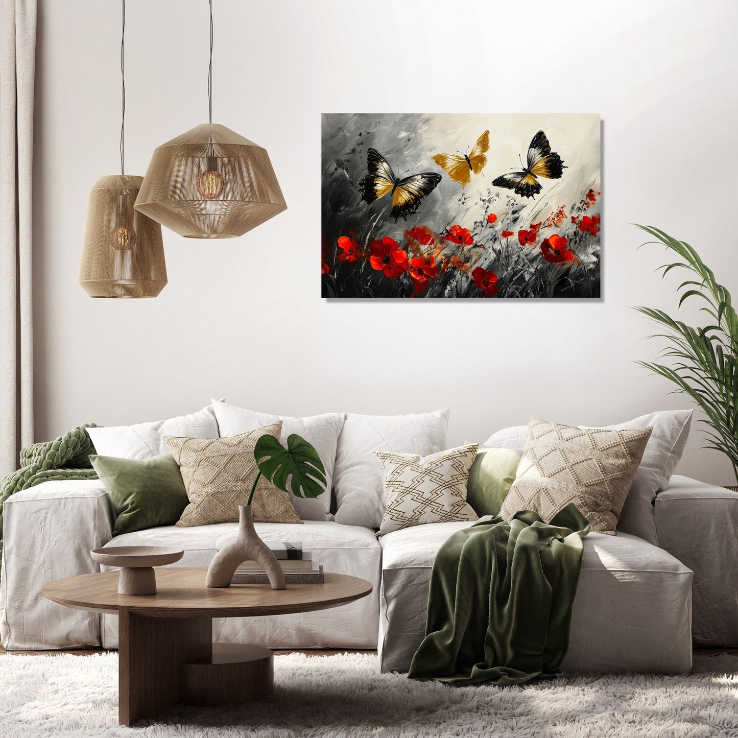 Golden Butterfly Meadow Canvas