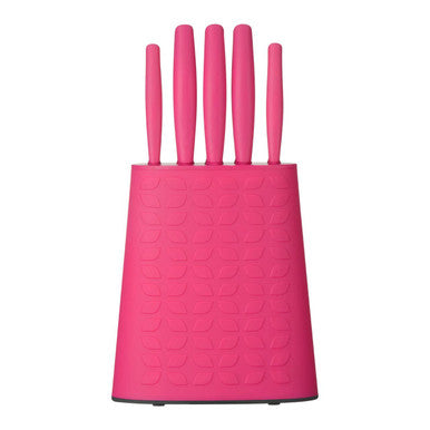 Living Colour 5Pc Hot Pink Knife Block Set