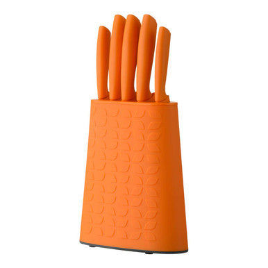 Living Colour 5Pc Orange Knife Block Set