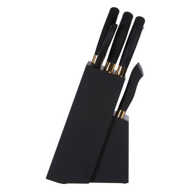 Corsico 11 Piece Black and  Gold Knife Set with Block