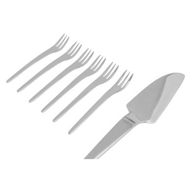 Curve Stainless Steel Cake Server and Forks Set