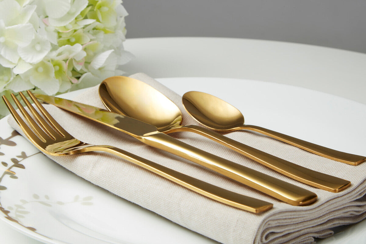 Avie Glow 16 Piece Gold Cutlery Set