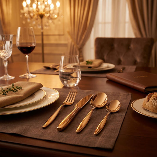 Aura 16 Piece Gold Cutlery Set | Avie