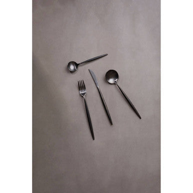 Modern Retro 16 Piece Matte Black Cutlery Set