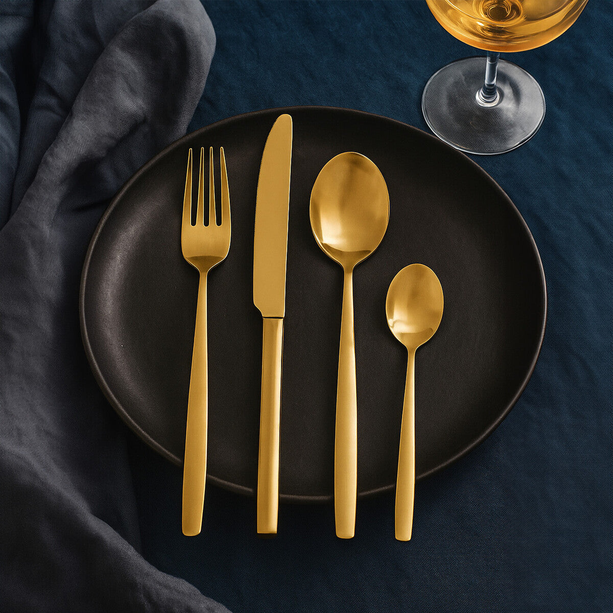Avie 16 Piece Gold Finish Cutlery Set