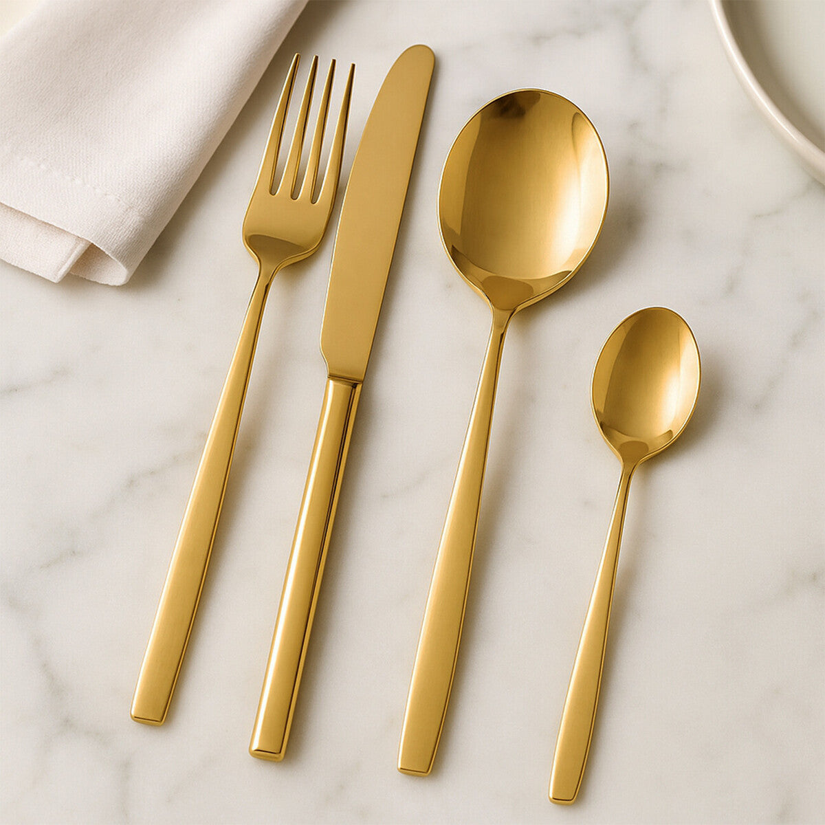 Avie 16 Piece Gold Finish Cutlery Set