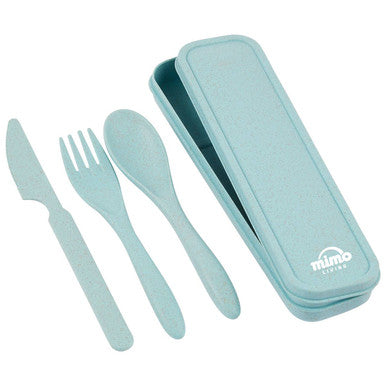 Mimo 3 Piece Mint Wheat Straw Travel Cutlery Set