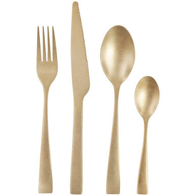 Avie 16 Piece Antique Gold Cutlery Set