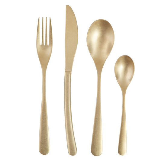 Avie 16 Piece Antique Gold Finish Cutlery Set