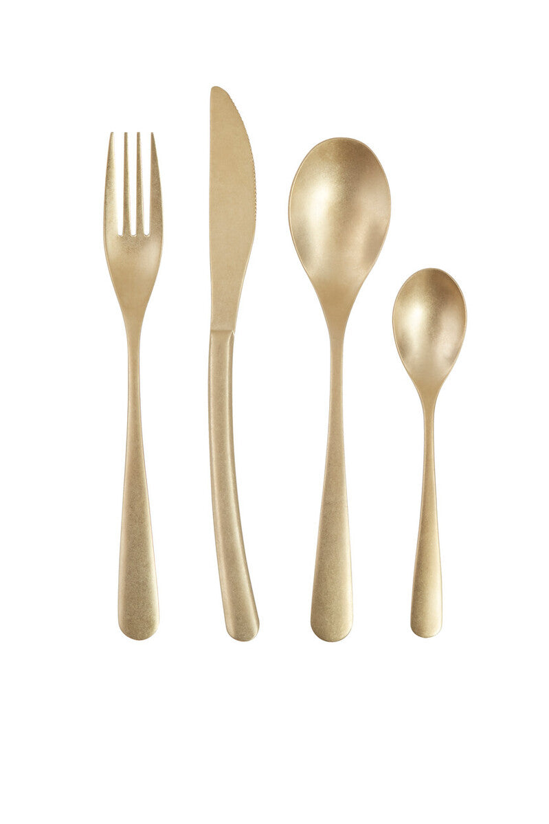Avie 16 Piece Antique Gold Finish Cutlery Set