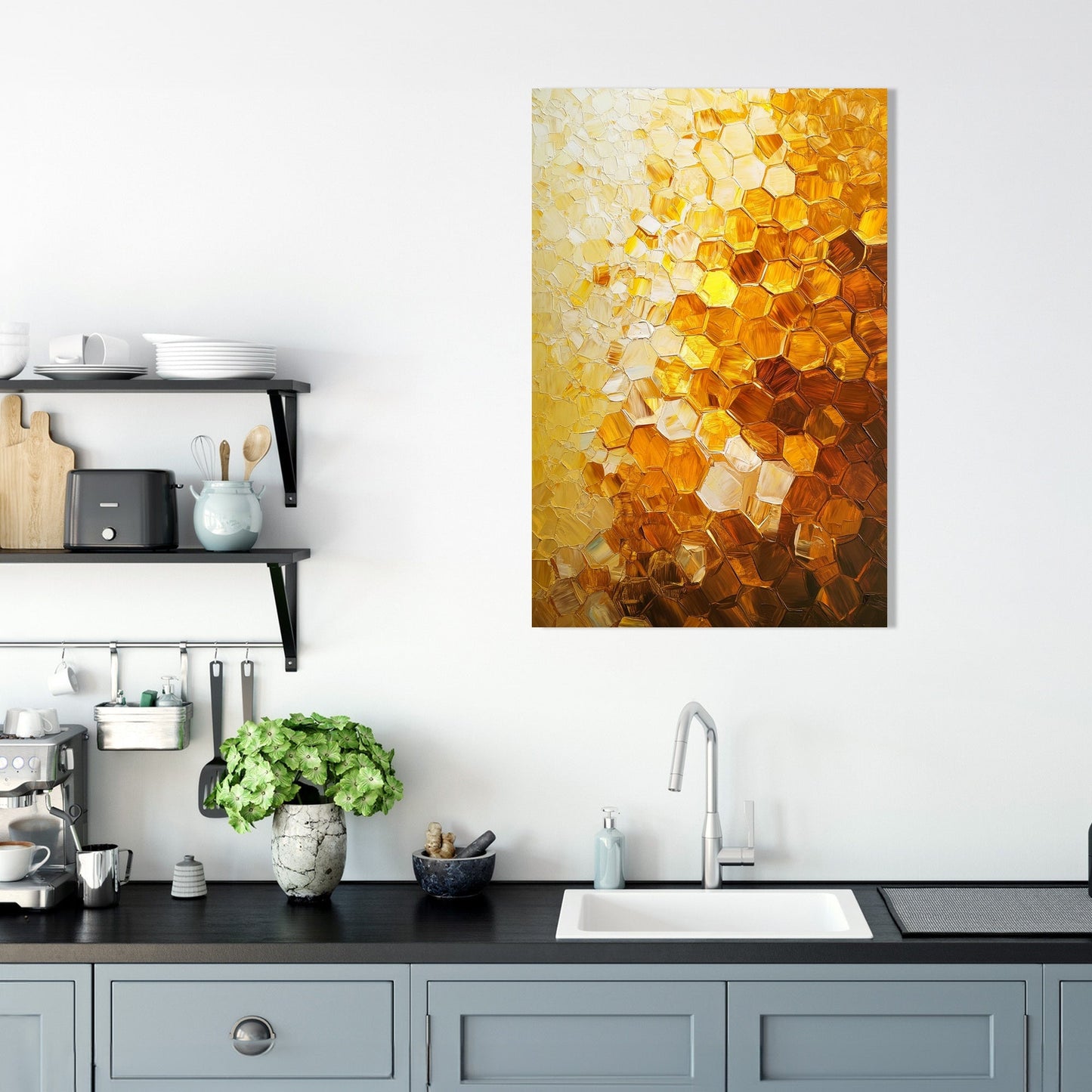 Golden Honeycomb Radiance Canvas