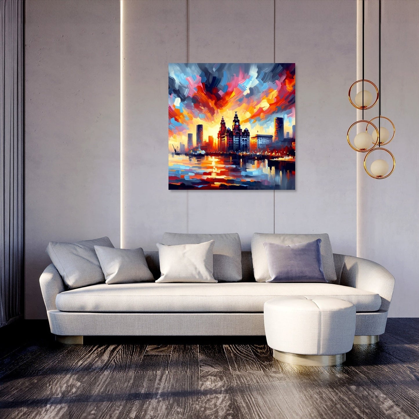 Expressionist Sunset Liverpool Skyline Canvas