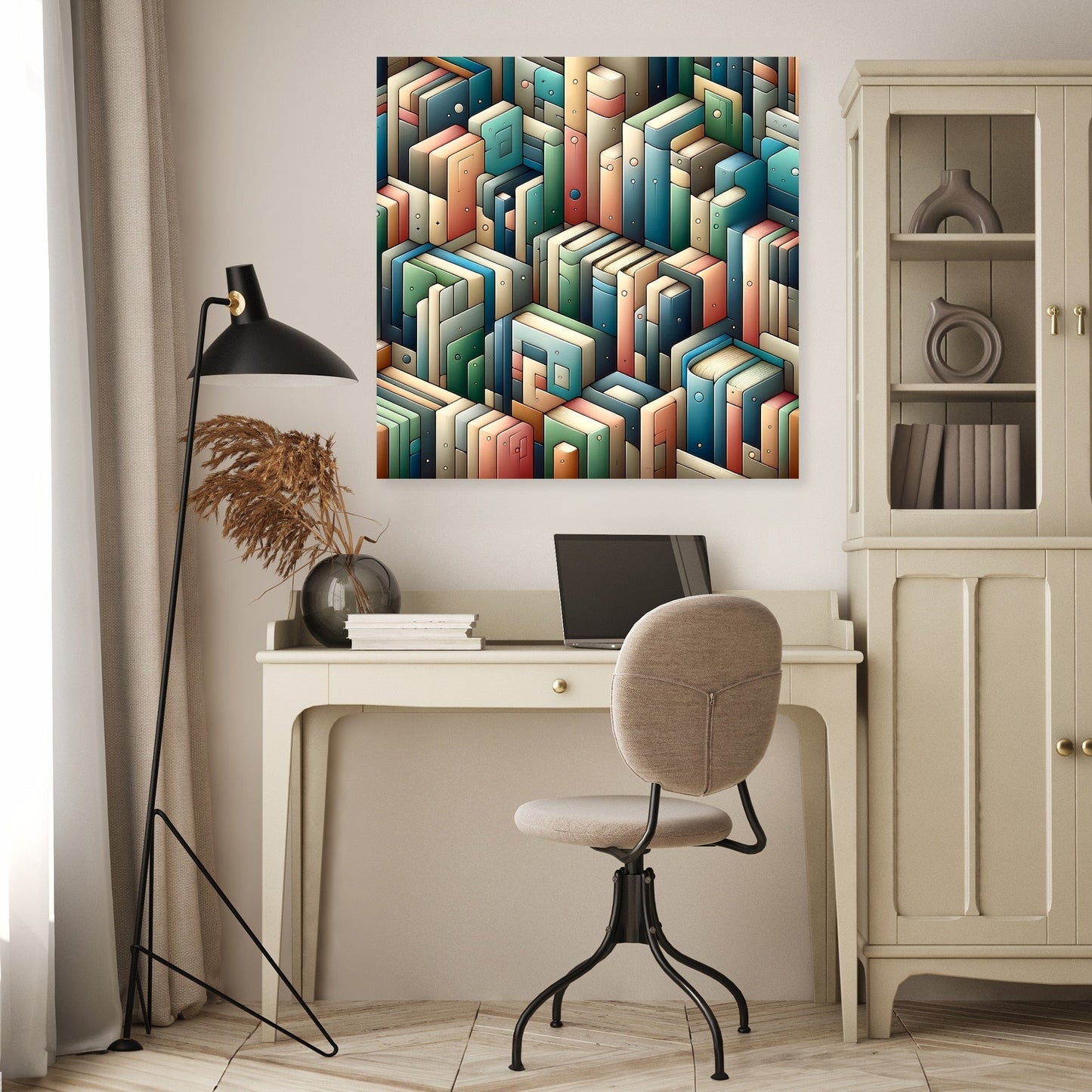 Abstract Bookshelf Canvas
