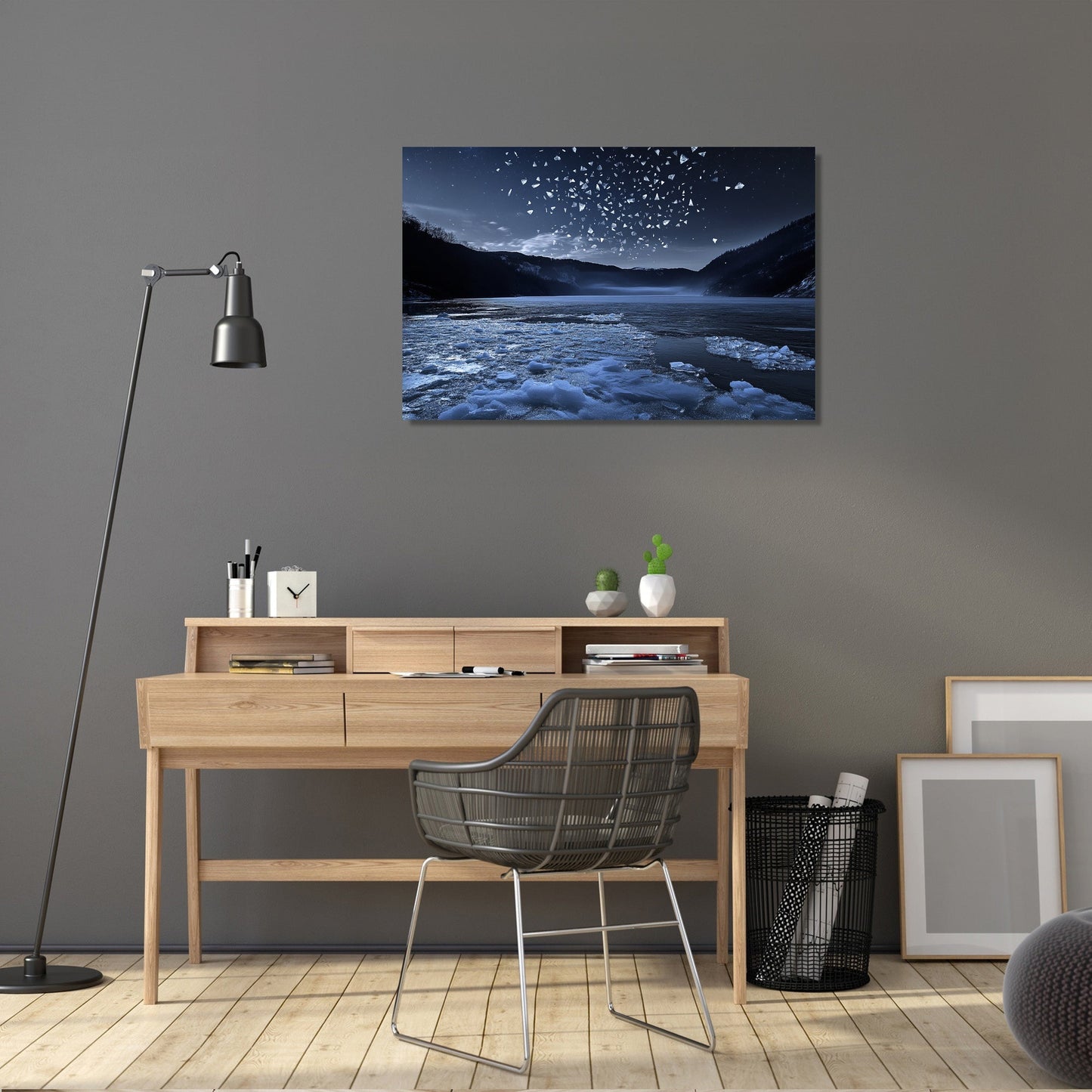 Moonlit Frozen Lake Canvas