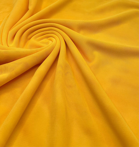 Plain Yellow Mesh Fabric Stretch