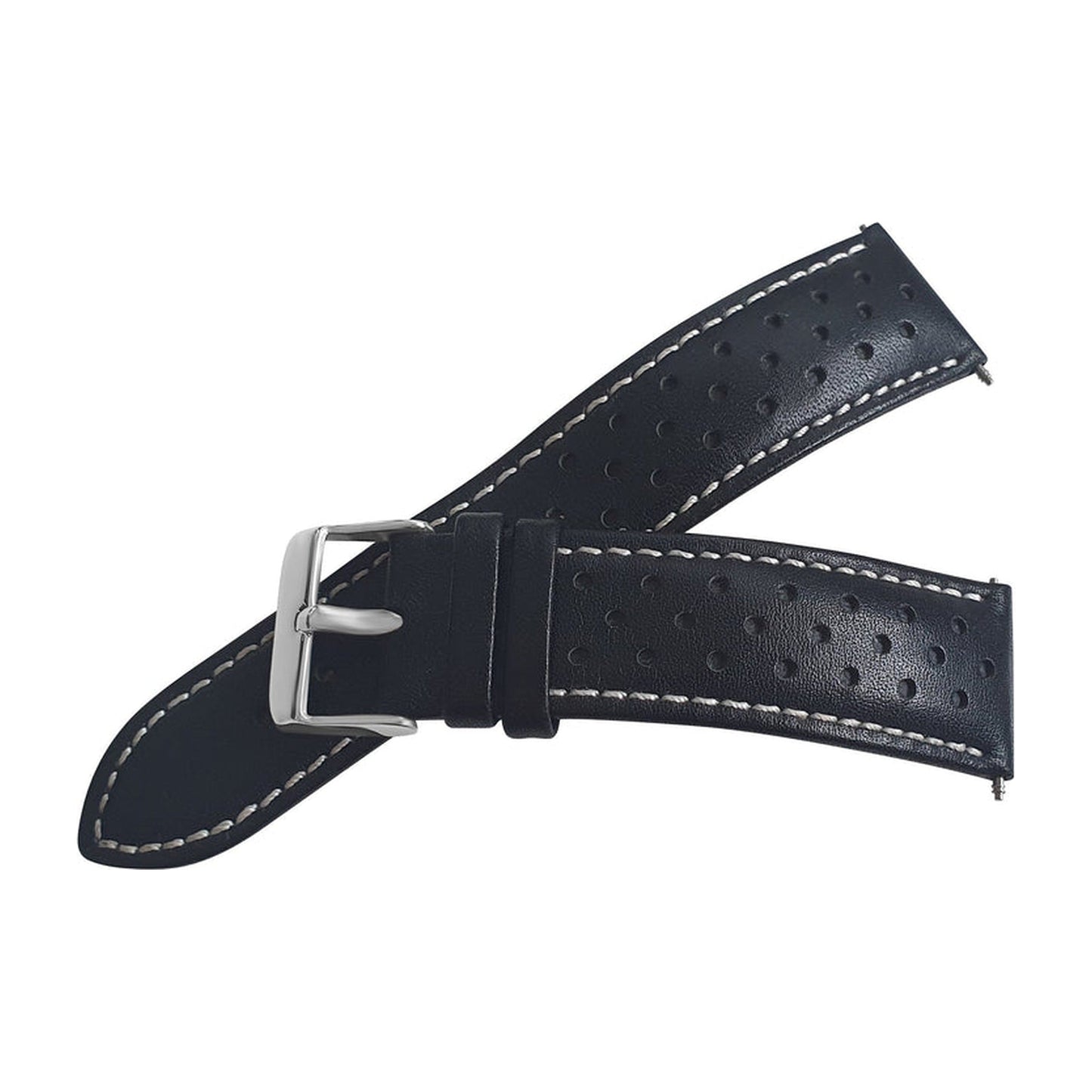 Black Leather Rally Watch Strap
