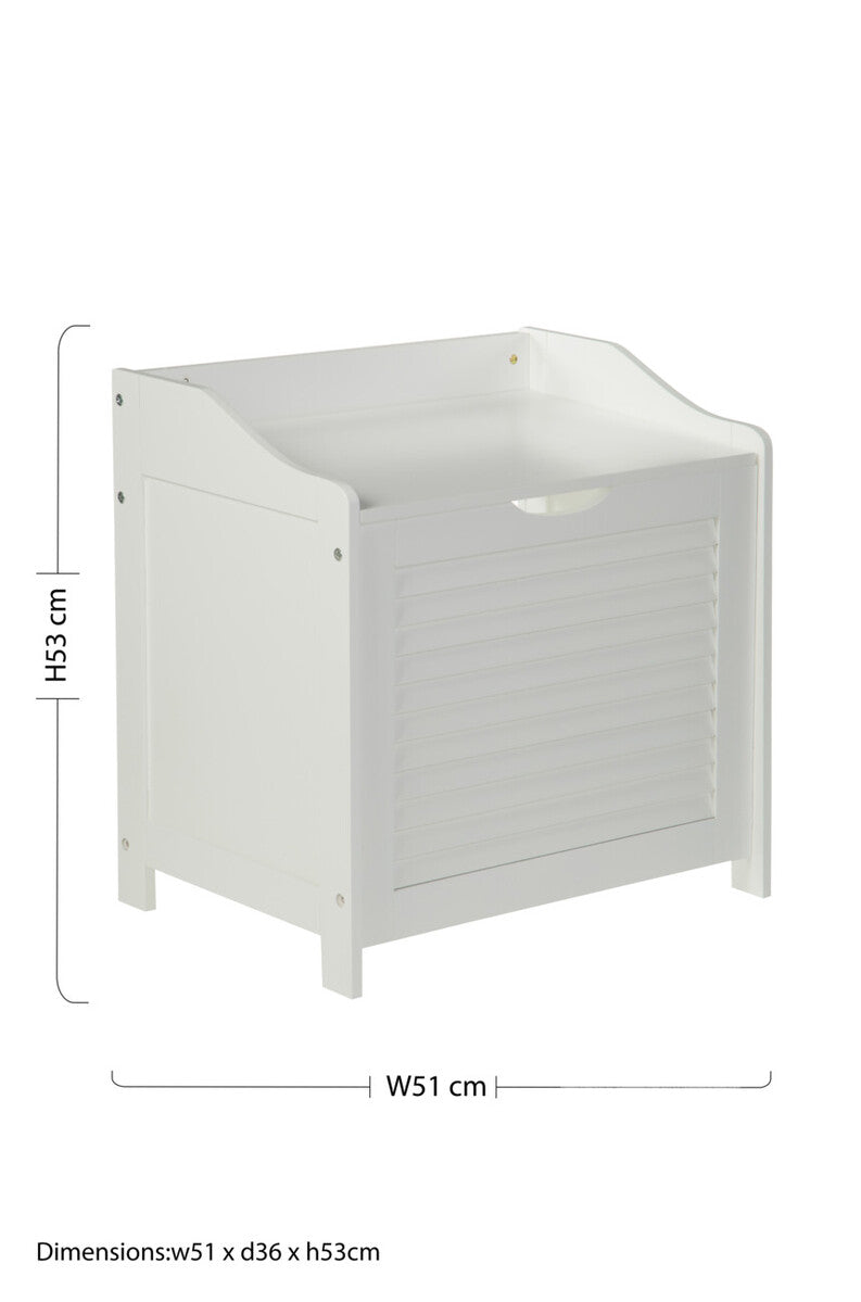 Shutter White Wood Laundry Storage Cabinet