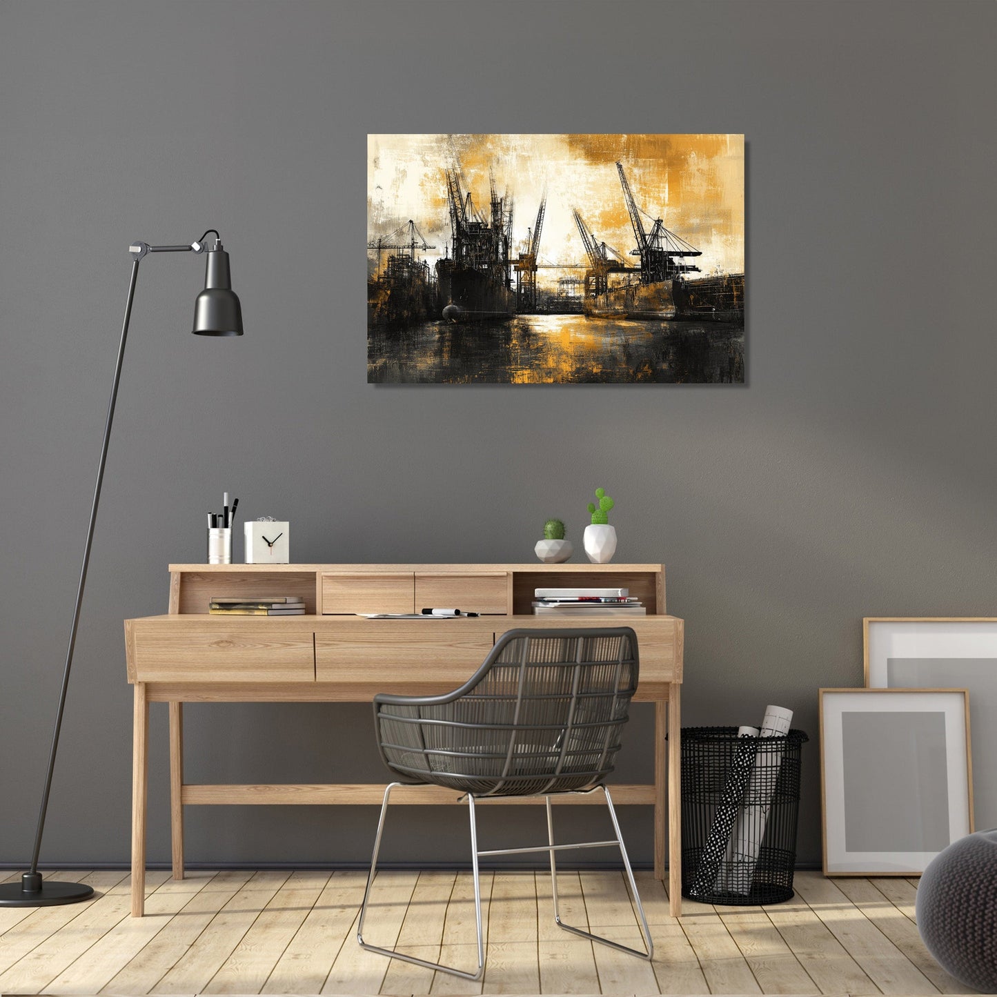 Shipyard Silhouette Canvas
