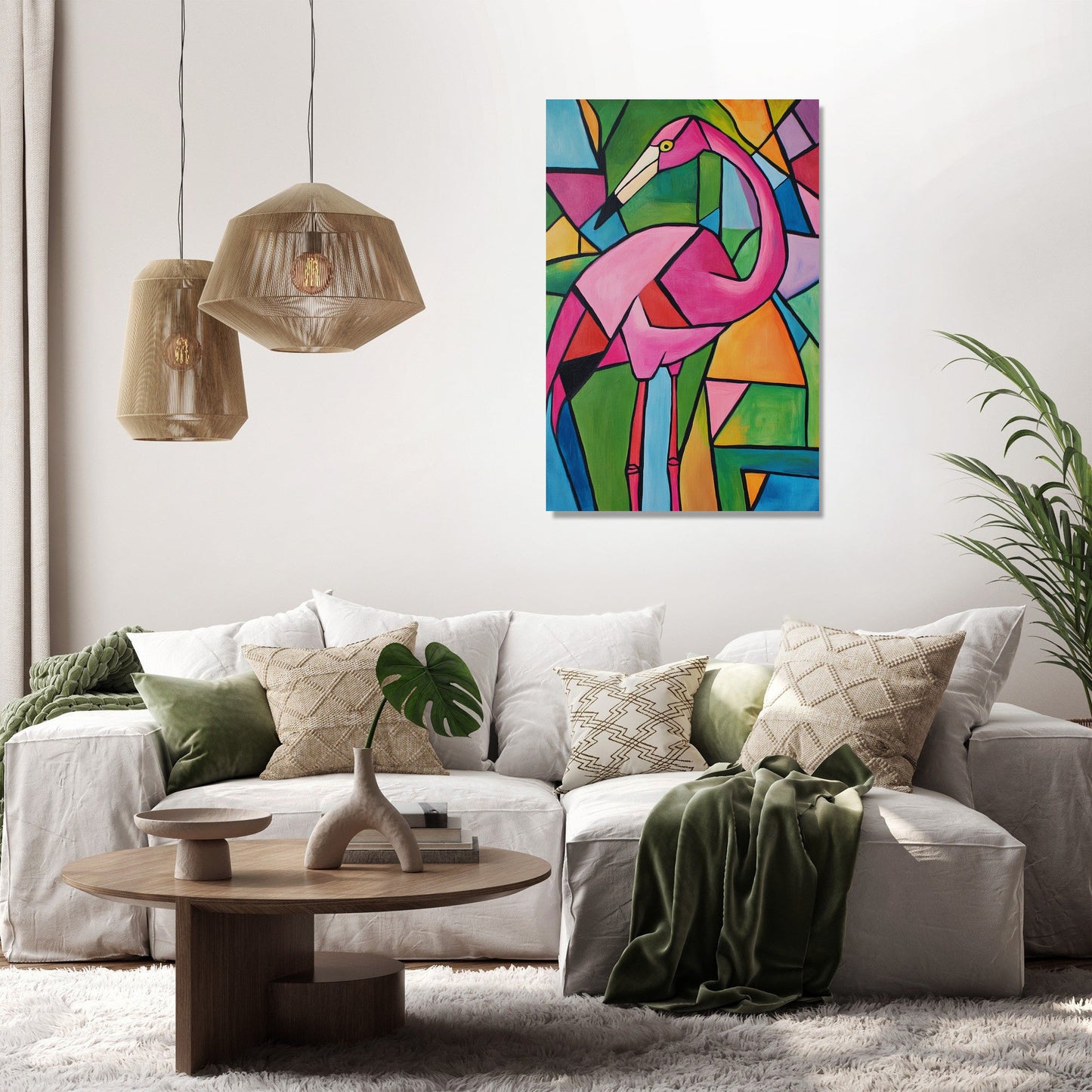 Geometric Flamingo Canvas