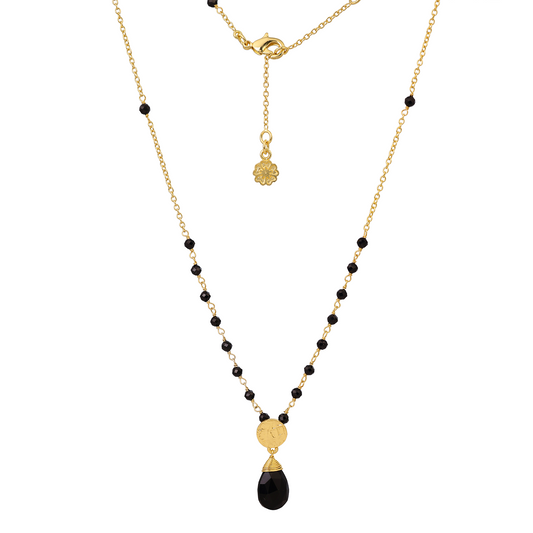 Classic Athena Kate Gemstone Rosary Chain Necklace Black Onyx