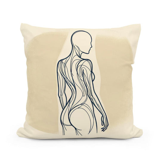 Elegance in Line: Human Contours Cotton Cushion