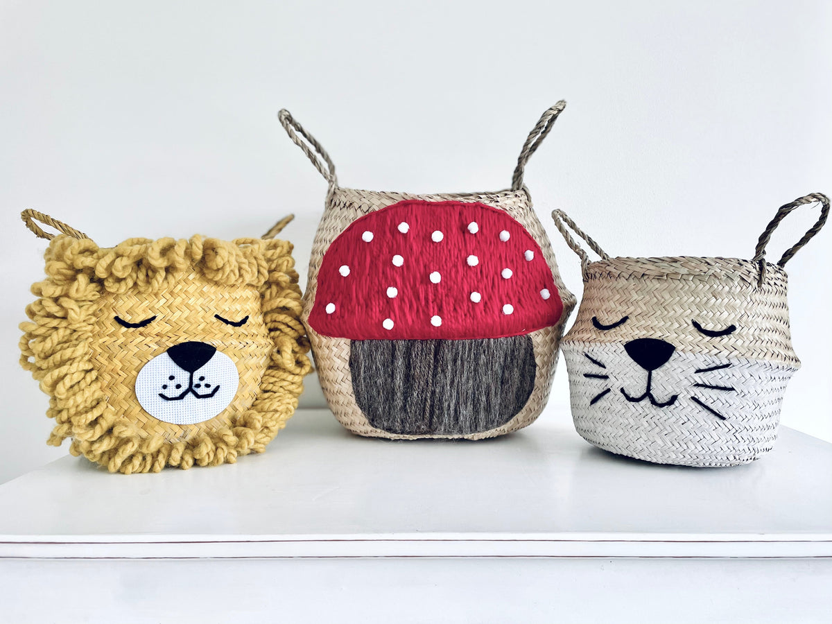 White Bottom Whiskers Basket - Small