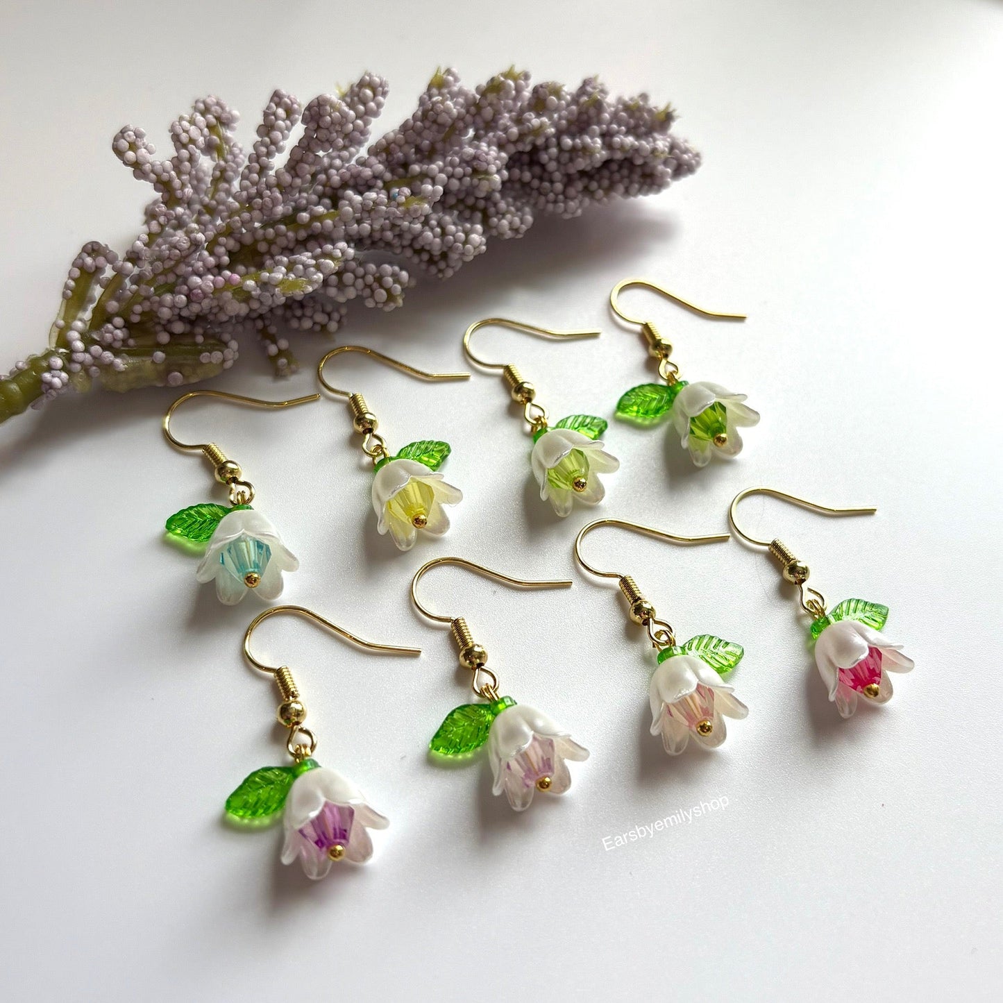 Cool gold plated handmade dangle colourful flower earrings
