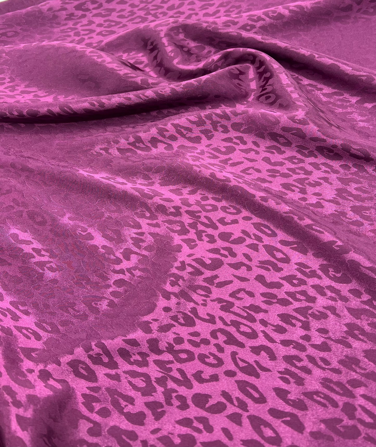 Purple Animal Silky Satin Feel Non Stretch Fabric