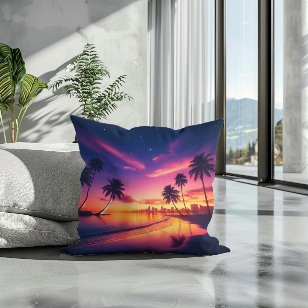 Miami Sunset Serenity Cotton Cushion