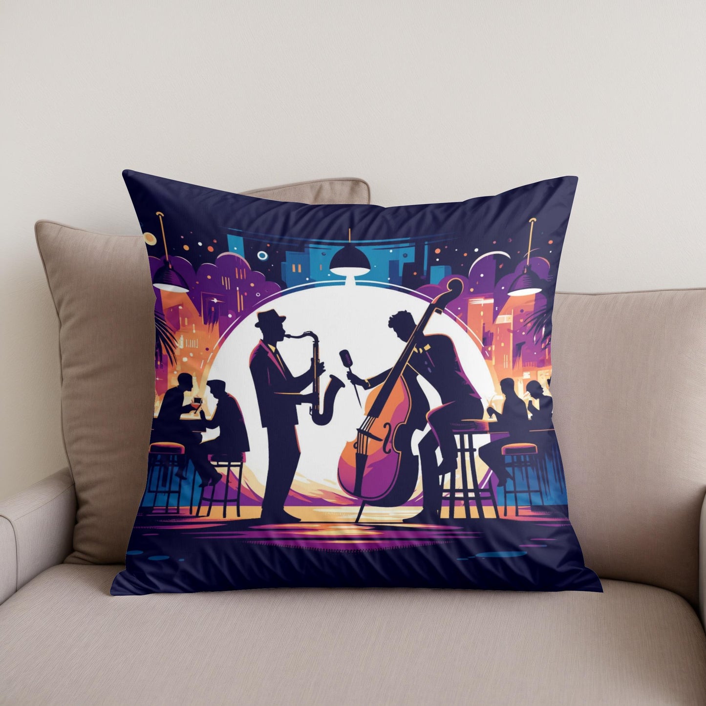 Midnight Jazz Rhythms Cotton Cushion