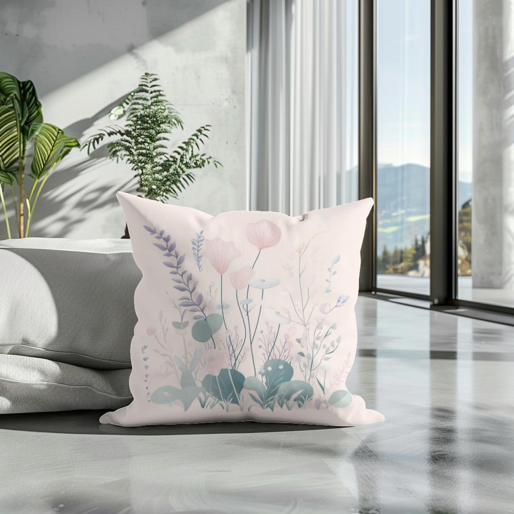 Vanilla Pastel Botanical Cotton Cushion