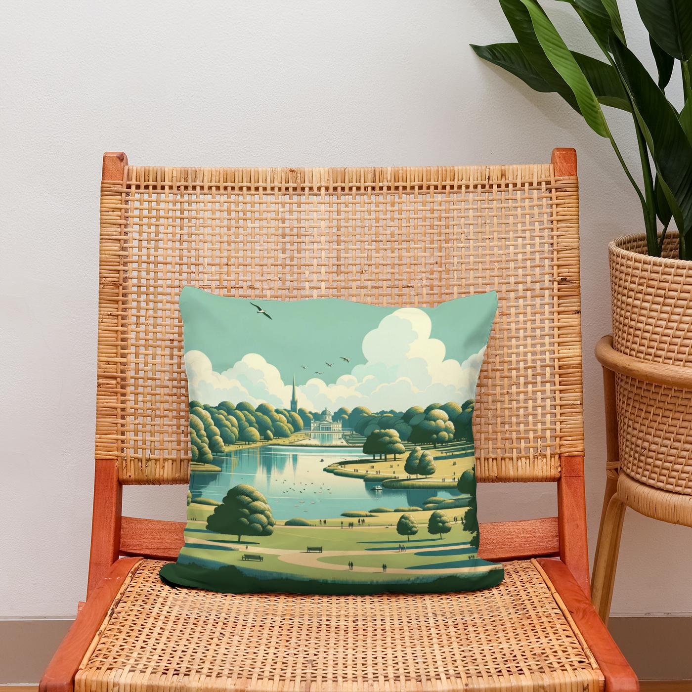 London Hyde Park Minimalist Tranquility Cotton Cushion