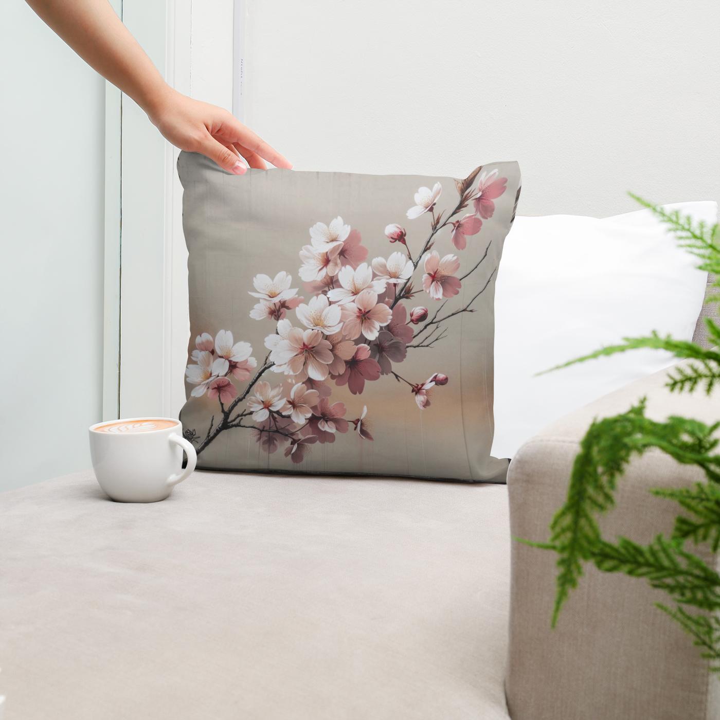 Cherry Blossom Elegance Cotton Cushion