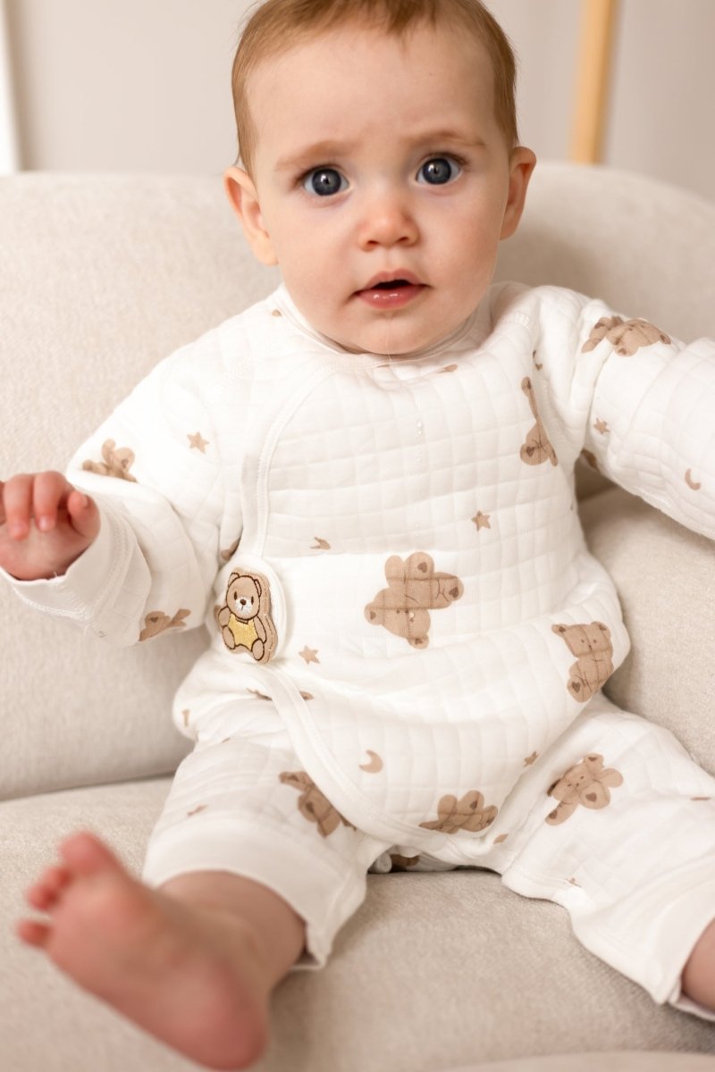 The Happy Bear Boucle Wrap Baby Grow Romper