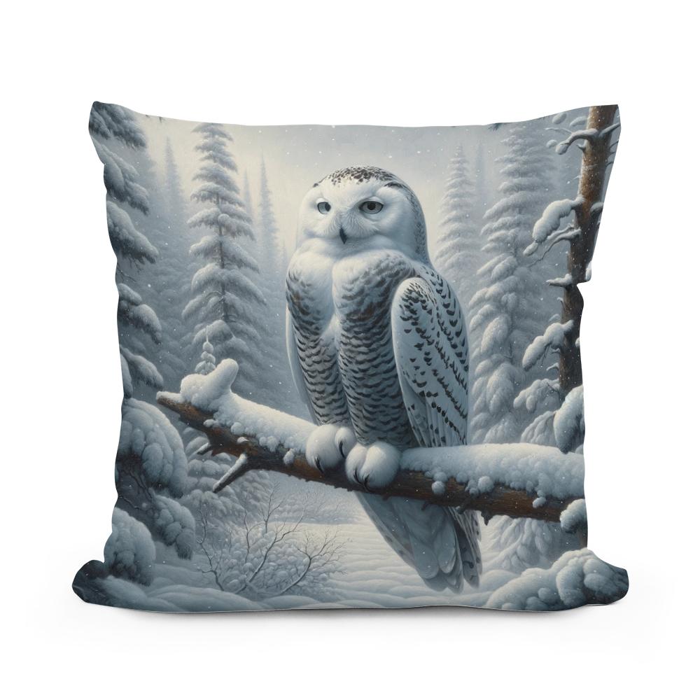 Winter Owl Solitude Cotton Cushion