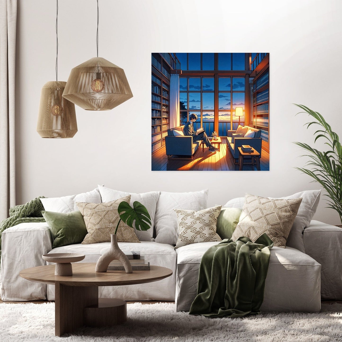 Twilight Library Calm Canvas