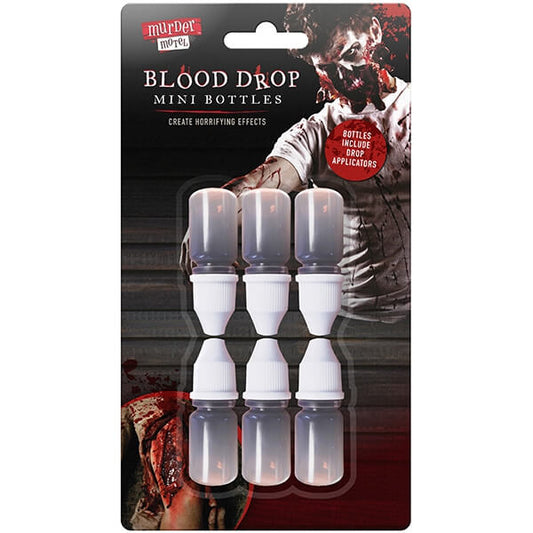 Pack of 6 Halloween Mini Fake Blood Bottles with Drop Applicators