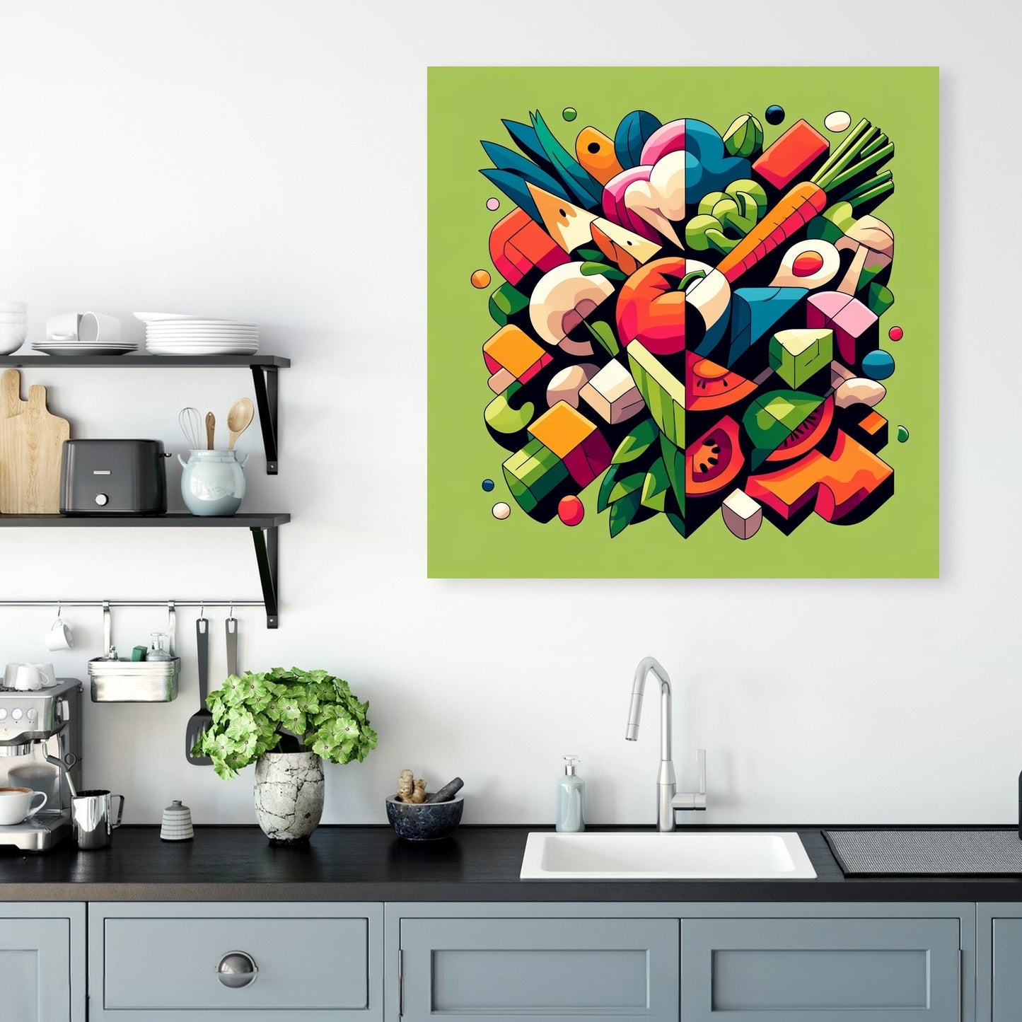 Modern Veggie Mosaic Canvas