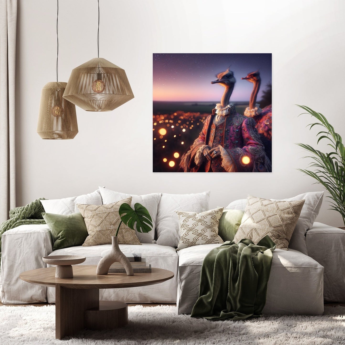 Regal Ostrich Dusk Romance Canvas