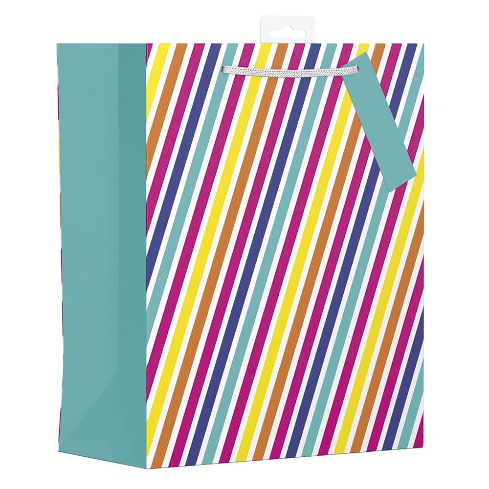 Large Gift Bag with Rainbow Stripes Design (W265 x H330 x D140 mm)