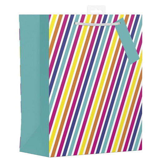 Large Gift Bag with Rainbow Stripes Design (W265 x H330 x D140 mm)