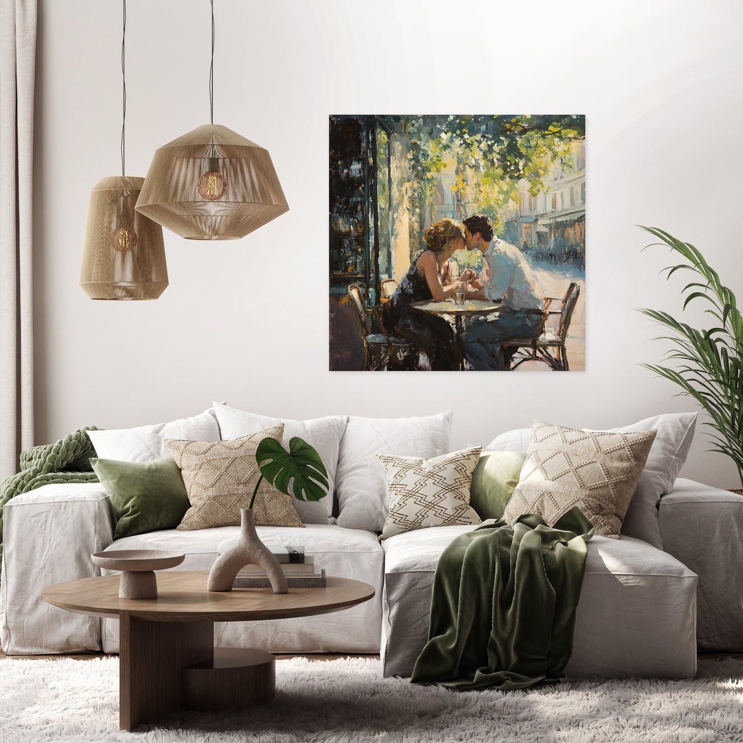 Lovers' Kiss Café Canvas