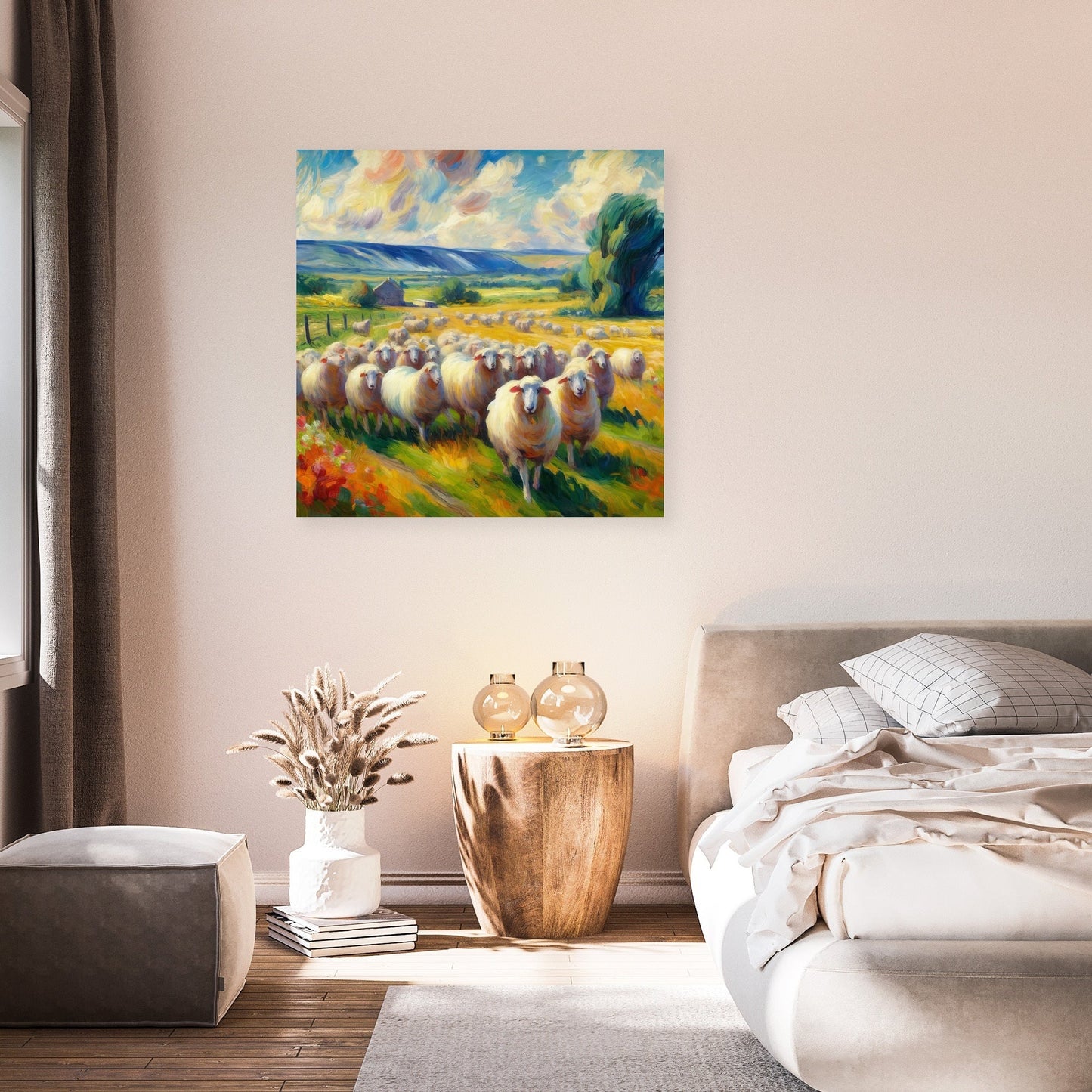 Vivid Pasture Sheep Canvas
